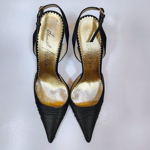 Daniel Barbara Women's 7 1/2 M Black Satin Italian Heels - Picture 12 of 13